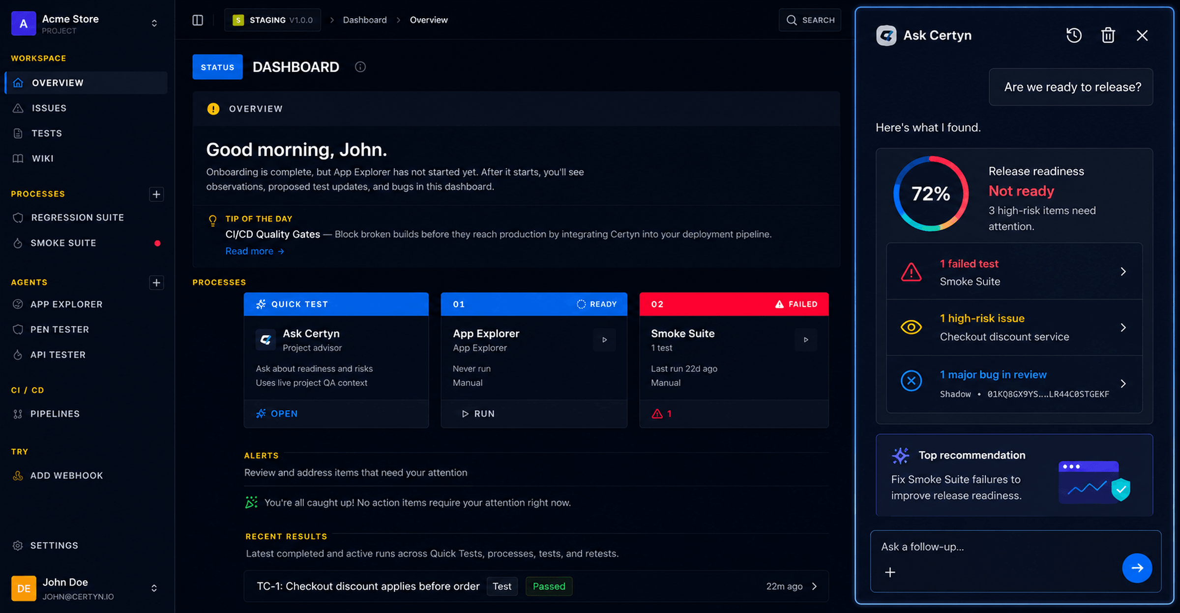 Certyn dashboard